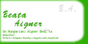 beata aigner business card